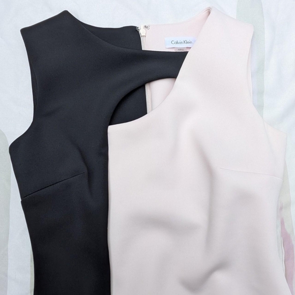 Calvin Klein White & Black Split Cut Out Sleeveless Sheath Dress - Picture 3 of 6